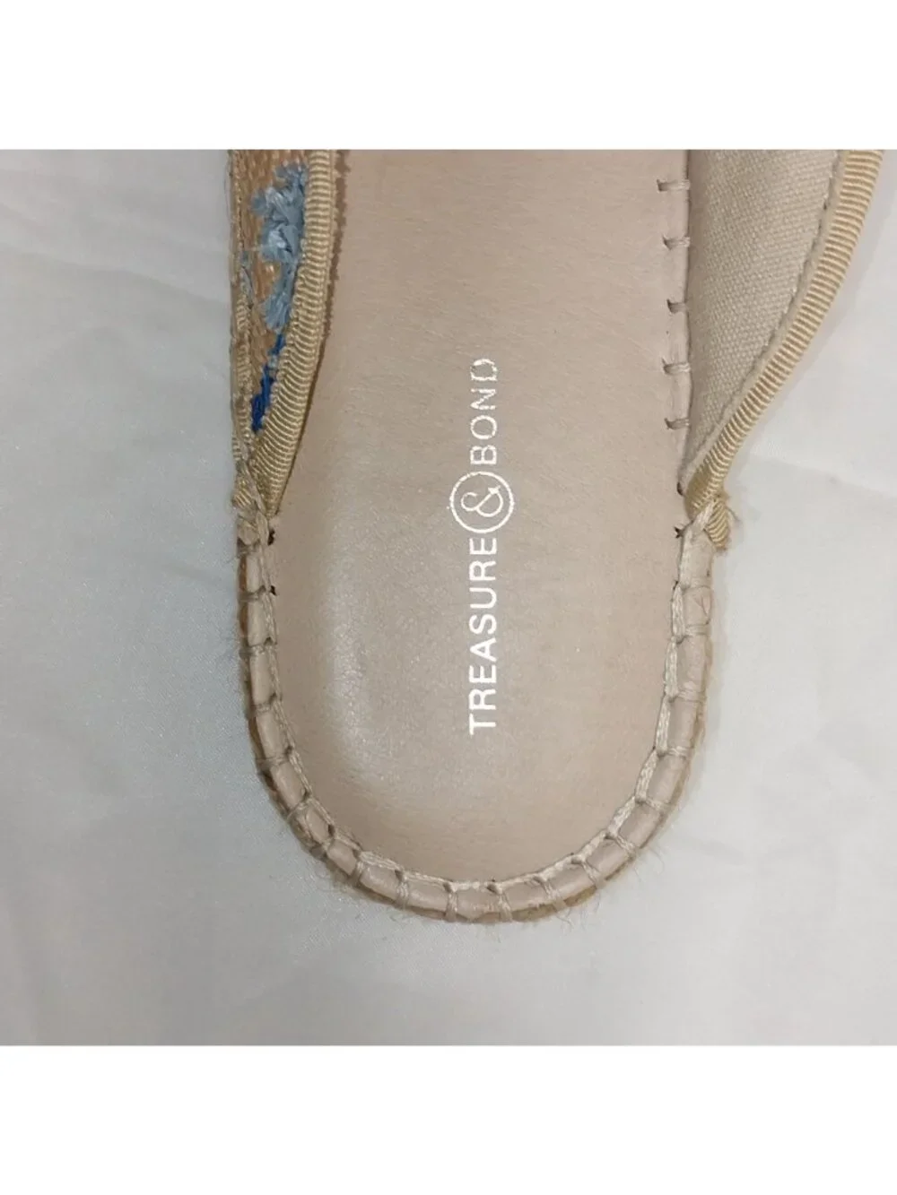 Treasure & Bond Woven Espadrille Mules Sz 10M Beige Slip-On Flats